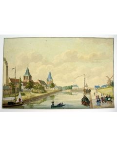 W.A. Alting Lamoraal von Geusau, Havengezicht in een Hollands stadje, aquarel, ca. 1830
