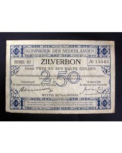 Bankbiljet, 2,5 gulden 1915 zilverbon