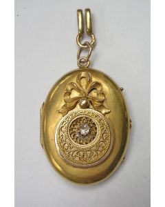 Gouden fotomedaillon met diamant, 19e eeuw