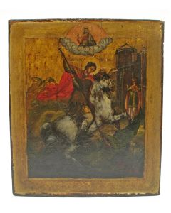 Russische icoon, Sint Joris en de draak, ca. 1800