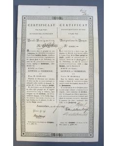 Obligatie van 1000 Roebel. Certificaat van 6 % Russische Fondsen in Bank Assignatiën, 1834