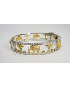 18 karaats gouden armband met olifantjes, bezet met briljantjes