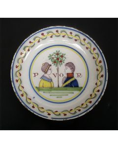 Delfts bord met orangistische voorstelling, ca. 1810