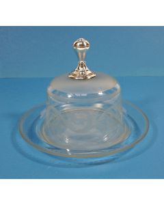 Glazen kaasstolp met zilveren knop, 19e eeuw