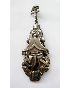 Chinese zilveren gelukshanger met Boeddha