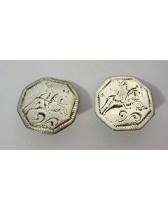 Twee zilveren knopen met ruitertjes, Gerhardus Dalewijk, Meppel, ca. 1780/90