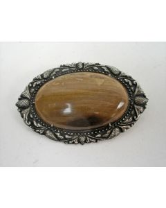 Djokja zilveren filigrain broche met streepagaat, ca. 1930