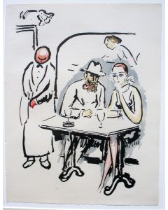 Kees van Dongen, 'Dans le café', pochoir, 1925