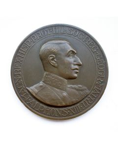 Penning met Koning Alphons XIII van Spanje, 50-jarig jubileum Spaans Geografisch Genootschap te Madrid, aangeboden door de Nederlandse vrienden