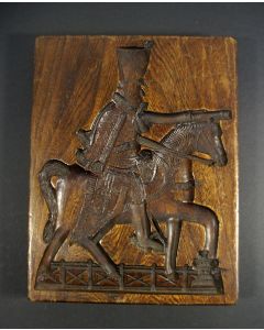 Houten speculaasplank, officier te paard, 19e eeuw