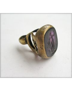 Bronzen signet met amethist intaglio, ca. 1800
