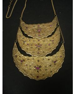 Driedelige verguld zilveren borstketting, Java ca. 1900