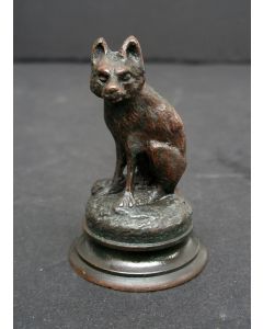 Bronzen beeldje, 'Zittende vos', Pierre Jules Mène, 19e eeuw