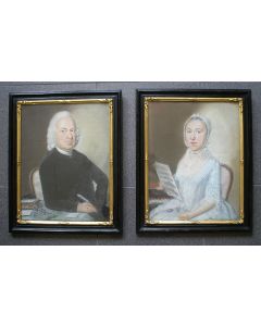 Pieter Frederik de la Croix, pastelportretten van Johan Ferdinand Mauritz en zijn dochter Hillegonda Rachel Mauritz (gehuwd met Ds. David Snethlage te Deil), 1782.
