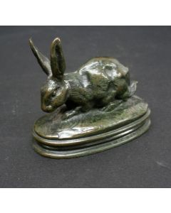 Bronzen beeldje', konijn, Antoine Louis Barye, 19e eeuw