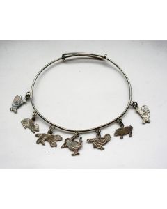 Zilveren armband met dierfiguurtjes, art deco