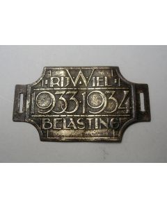 Rijwielbelastingplaatje 1933-1934, ontwerp Chris van der Hoef