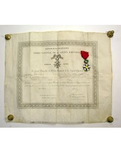 Frankrijk, Onderscheiding Legion d'Honneur met oorkonde op naam luitenant Guerdiau, 1875