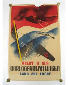 Affiche, ‘Meldt u aan als oorlogsvrijwilliger. Land-zee-lucht'. (1944)