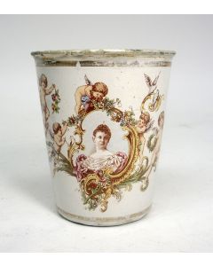 Emaille beker, Inhuldiging Koningin Wilhelmina, 1898