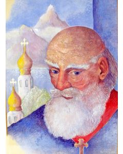 Louis Schrikkel, Russische pope, gouache