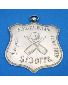 Zilveren prijsschild, Kegelbaan St. Joris, Middelburg, 1930