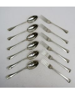 Zes zilveren tafelcouverts, gegraveerd met initialen Quarles van Ufford, Amsterdam 1791