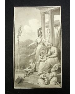Sepiatekening met een allegorische voorstelling van het onderwijs, ca. 1800