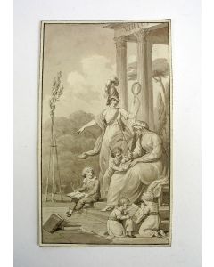 Sepiatekening met een allegorische voorstelling van het onderwijs, ca. 1800