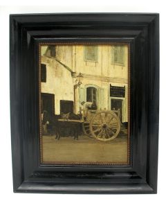 'Een dokar voor het pand van Orenstein & Koppel; Semarang'. olieverf, ca. 1920