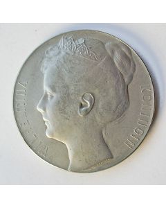Zilveren penning, Koningin Wilhelmina, door Pier Pander, 1898