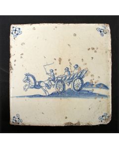 Tegel met boerenwagen, ca. 1800