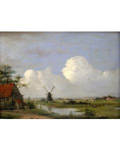 Jan Jacob Heppener, landschap, paneel, 19e eeuw