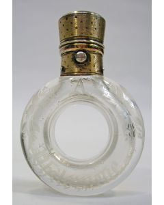 Parfumfles met verguld zilveren dop en naamsgravering, 19e eeuw