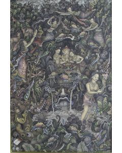 I Wayan Rajin, Batuan, Mythologische scène, gouache, ca. 1980
