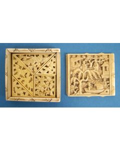 Chinees ivoren geduldspel / tangram puzzel, 19e eeuw