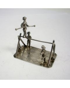 Zilveren miniatuur, koorddanser, ca. 1900