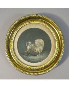 Miniatuurtje met hondje, 18e eeuw