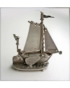 Miniatuur zilveren vissersboot, ca. 1900