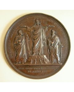 [Vaticaan] Bronzen penning, Marteldood van Petrus en Paulus voor 1800 jaar, 1857