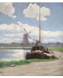Moritz van Eijken, Hollands landschap met platbodem