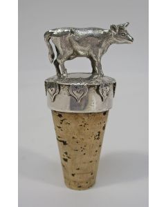 Zilveren sierkurk met koe, 19e eeuw