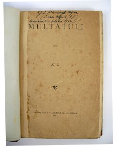 A.J. (Lodewijk van Deyssel), Multatuli (1891) met inscriptie in zijn handschrift (1933)