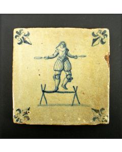 Figuurtegel, koorddanser, 17e eeuw
