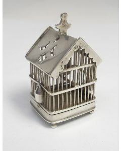 Zilveren miniatuur, vogelkooi, Jacobus Held, Amsterdam, ca. 1900