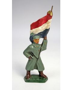 Speelgoedsoldaat met Nederlandse vlag, ca. 1935/40