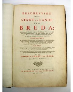 Geïllustreerd boekwerk, 'Beschryving der Stadt en Lande van Breda', door Thomas Ernst van Goor, 1744