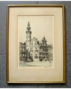 Hendrik Roodenburg, 'Stadhuis, Den Haag', ets, 1923