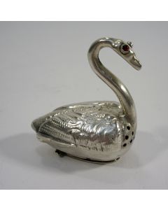 Zilveren peperstrooier, zwaantje, 19e eeuw