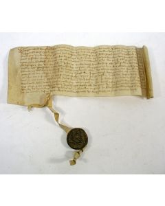 Schepenakte, gezegeld handschrift op perkament, overdracht aan de Broederschap van het Heilig Sacrament, Grave 1484